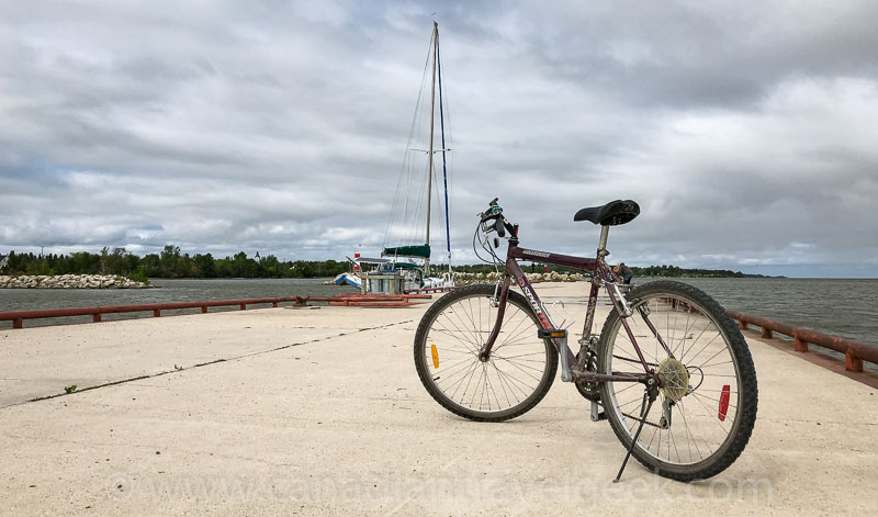 Bicycle on the pier in Hecla village